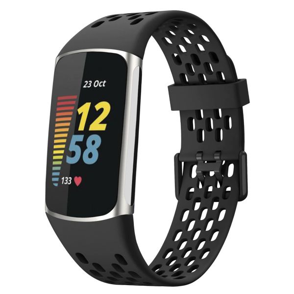 imoshion Bracelet de sport en silicone avec trous Fitbit Charge 5 / Charge 6 - Noir