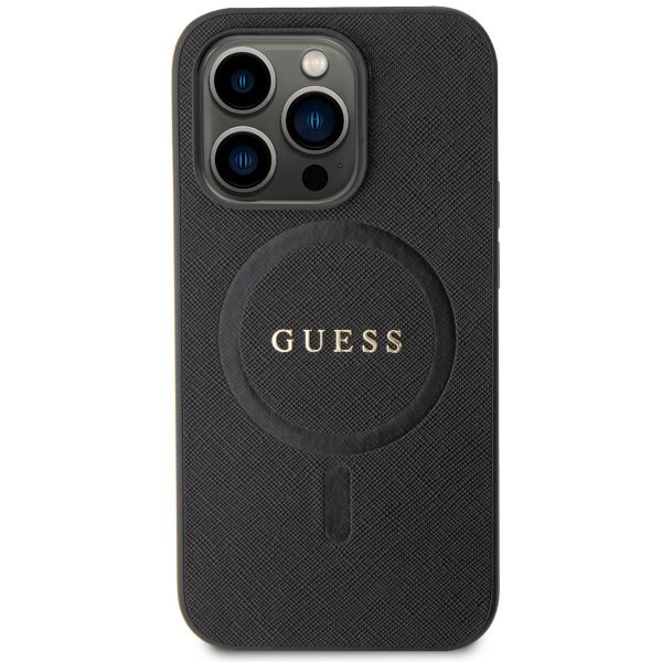 Guess Coque arrière Saffiano MagSafe Apple iPhone 15 Pro Max - Noir