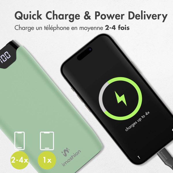 imoshion Batterie externe - 20.000 mAh - Quick Charge et Power Delivery - Vert