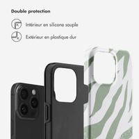 Selencia Coque arrière Vivid Tough iPhone 15 Pro Max - Colorful Zebra Sage Green