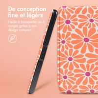 imoshion Design Slim Hard Sleepcover avec support Kobo Libra Colour - Orange Flowers Connect