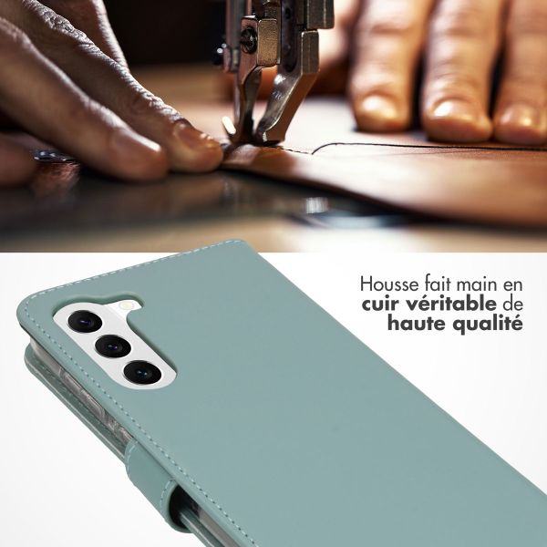 Selencia Étui portefeuille en cuir véritable Samsung Galaxy S23 - Air Blue