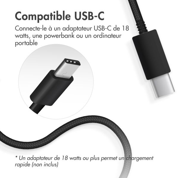 Accezz Chargeur sans fil USB-C | Chargeur sans fil MagSafe et Qi2 - 1 mètre - Noir