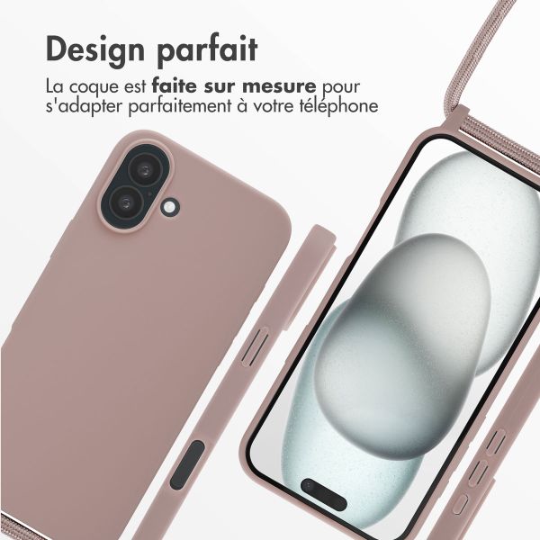 imoshion Coque en silicone avec cordon Apple iPhone 16 Plus - Sand Pink