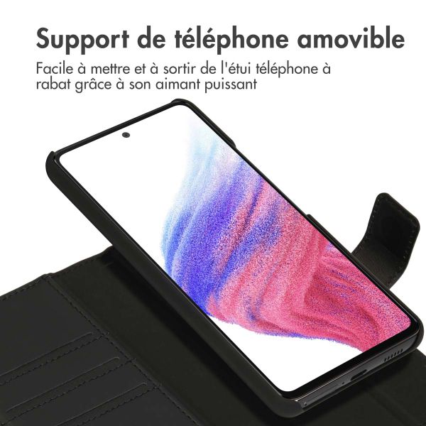 Accezz Étui de téléphone portefeuille en cuir de qualité supérieure 2 en 1 Samsung Galaxy A53 - Noir