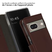 Selencia Étui de téléphone portefeuille en cuir véritable Google Pixel 7 - Brun