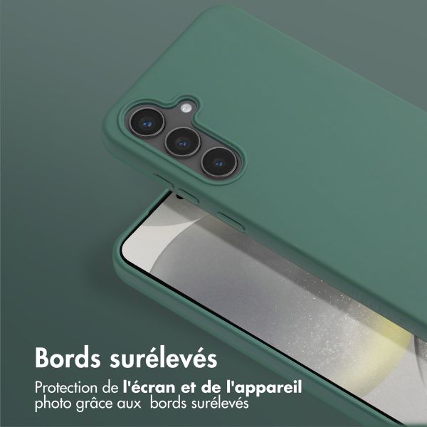 Selencia Coque silicone avec cordon amovible Samsung Galaxy S24 FE - Vert foncé