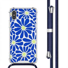 imoshion Coque Design avec cordon Apple iPhone X / Xs - Cobalt Blue Flowers Connect