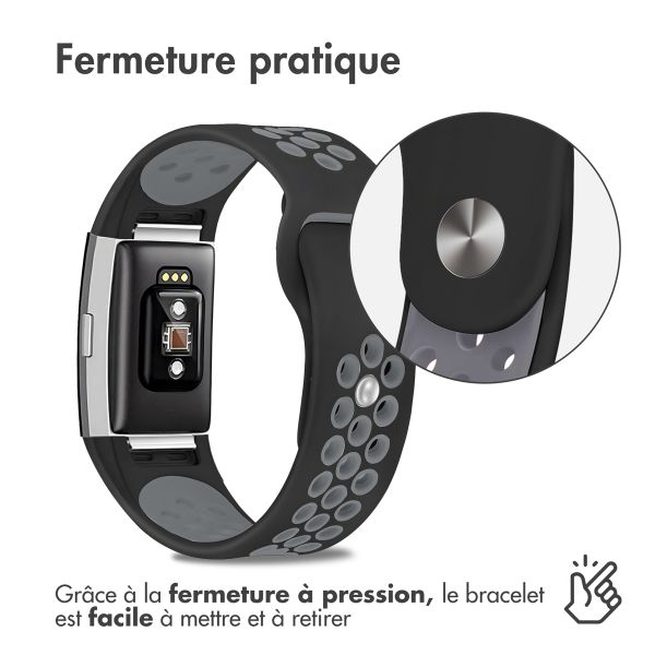 imoshion Bracelet sportif en silicone Fitbit Charge 2 - Noir / Gris