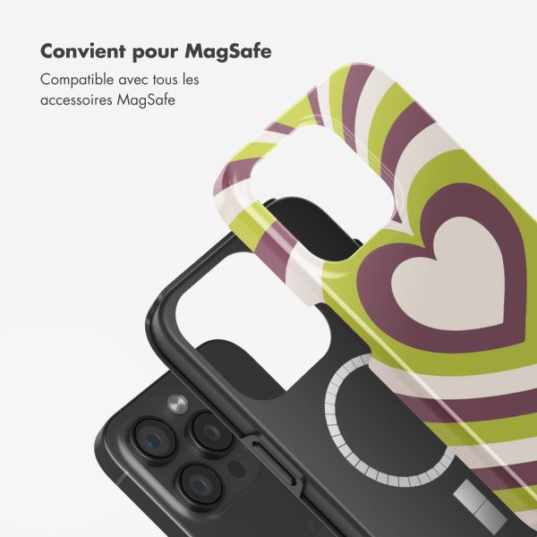 Selencia Coque arrière Vivid Tough avec MagSafe iPhone 15 Pro - Double Hearts Plum Fern