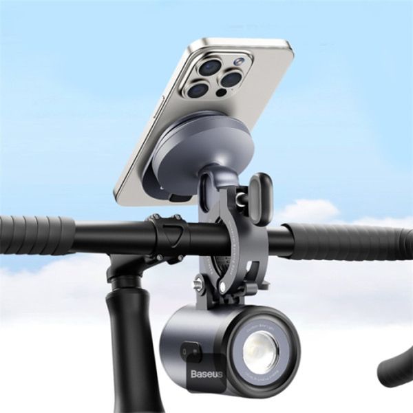 Baseus Support de Téléphone PrimeTrip avec Lampe de vélo - Magnétique - Universel - Cosmic Black