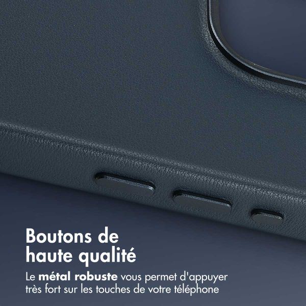 Accezz Coque arrière en cuir avec MagSafe Apple iPhone 15 Pro - Nightfall Blue