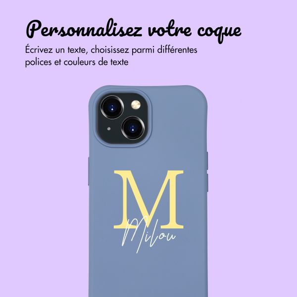 Coque de couleur personnalisée MagSafe avec cordon amovible  et lettre iPhone 15 - Ash Blue