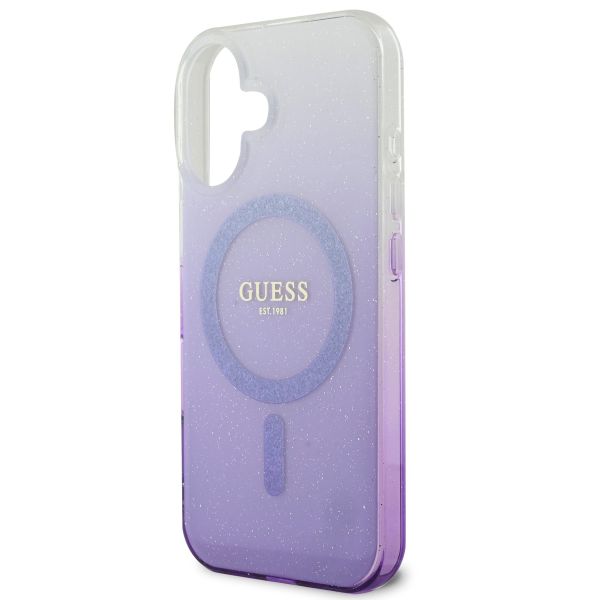 Guess Coque MagSafe IML Glitter Gradient Apple iPhone 16 - Purple