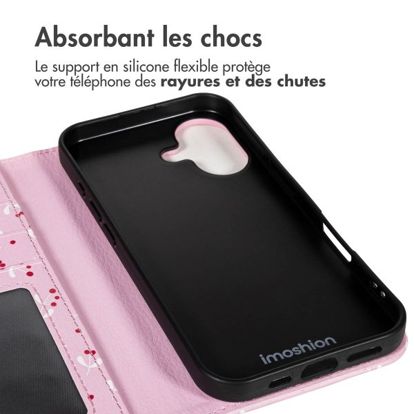 imoshion Étui de télephone portefeuille Design Apple iPhone 16 - Blush Berries