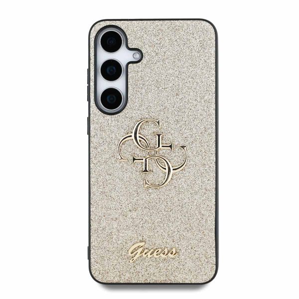 Guess Coque 4G Metal Logo Glitter Samsung Galaxy S25 Plus - Doré