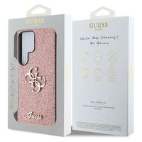 Guess Coque 4G Metal Logo Glitter Samsung Galaxy S25 Ultra - Rose