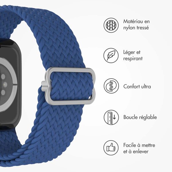 imoshion Bracelet tissé en nylon Apple Watch Series 1 á 10 / SE / Ultra (2) (44/45/46/49 mm) - Bleu Foncé