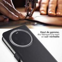 Selencia Étui portefeuille en cuir véritable Xiaomi 17 Ultra - Noir