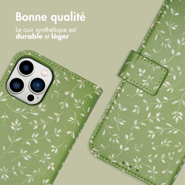 imoshion Étui de télephone portefeuille Design Apple iPhone 12 (Pro) - Green Flowers