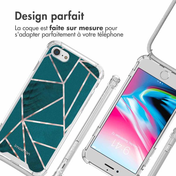 imoshion Coque Design avec cordon Apple iPhone SE (2022 / 2020) / 8 / 7 - Petrol Green Graphic