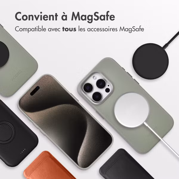 Accezz Coque arrière en cuir avec MagSafe Apple iPhone 15 Pro - Light Grey