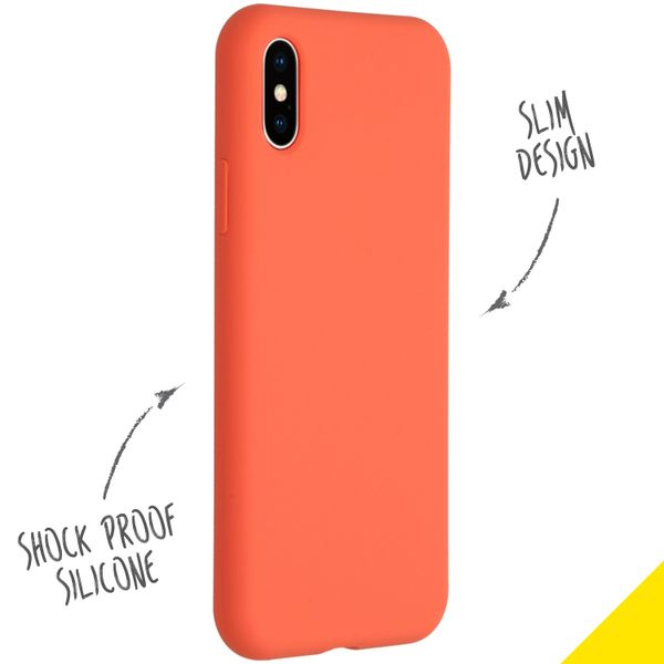 Accezz Coque Liquid Silicone Apple iPhone X / Xs - Nectarine