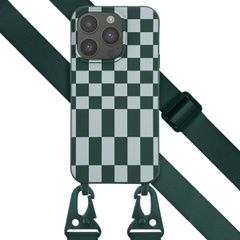 Selencia Coque design en silicone avec cordon amovible Apple iPhone 14 Pro - Irregular Check Green