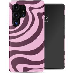 Selencia Coque arrière Vivid avec MagSafe Samsung Galaxy S25 Ultra - Wavy Swirl Pink Plum