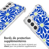 imoshion Coque Design avec cordon Samsung Galaxy S22 - Cobalt Blue Flowers Connect