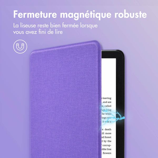 imoshion Étui de liseuse portefeuille Canvas Sleepcover Amazon Kindle (2024) / Amazon Kindle (2022) 11th gen - Violet