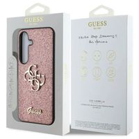 Guess Coque 4G Metal Logo Glitter Samsung Galaxy S25 - Rose