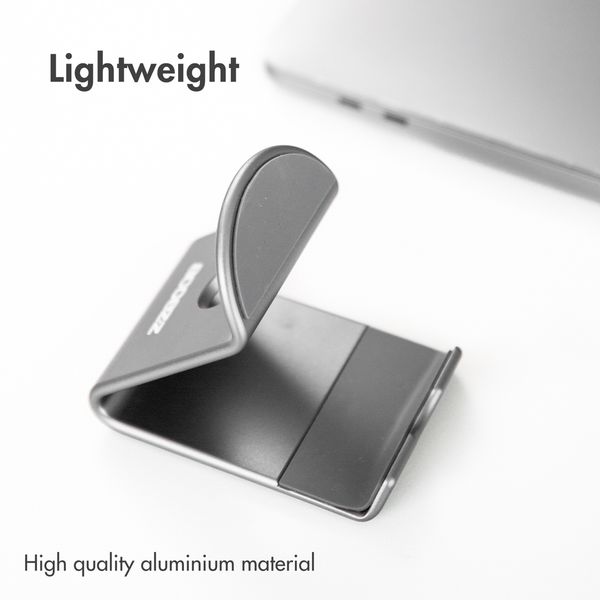 Accezz Support de téléphone de bureau iPhone 15 - Support de tablette de bureau - Premium - Aluminium - Gris