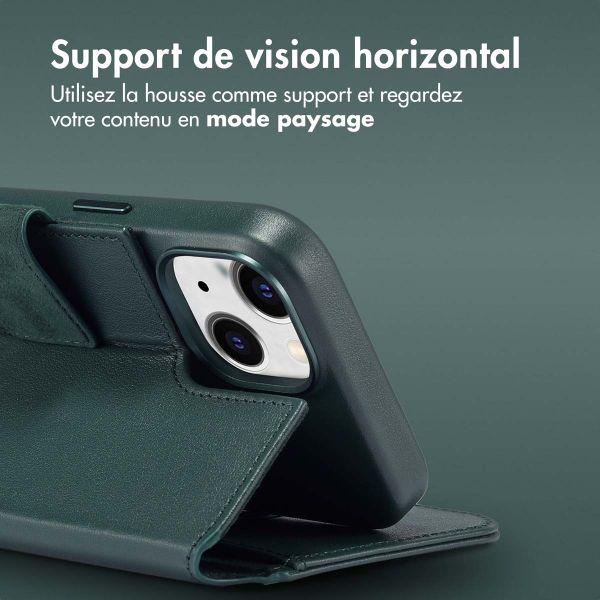 Accezz Étui de téléphone portefeuille en cuir 2-en-1 avec MagSafe Apple iPhone 14 - Cedar Green