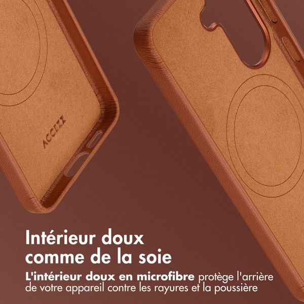 Accezz Coque arrière en cuir avec MagSafe Samsung Galaxy S26 - Sienna Brown