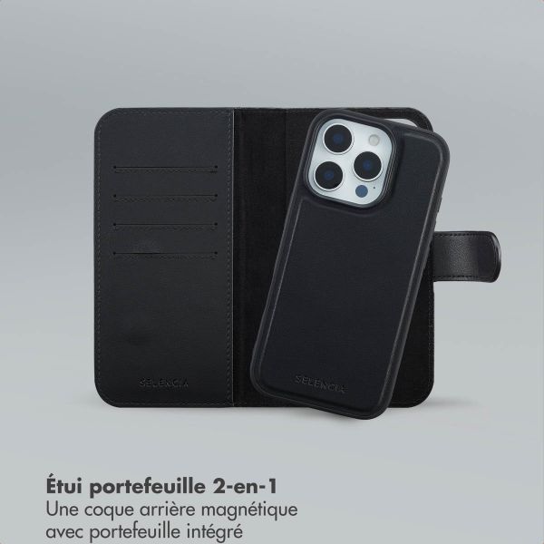 Selencia Étui portefeuille amovible Olyn avec MagSafe Apple iPhone 16 Pro - Noir