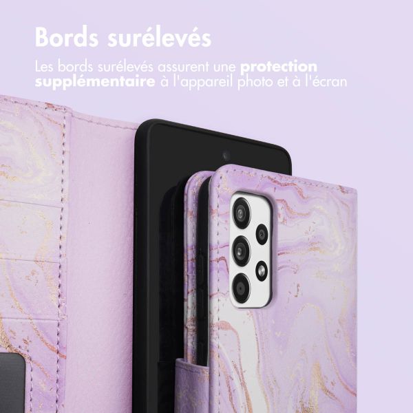 imoshion Étui de télephone portefeuille Design Samsung Galaxy A52(s) (5G/4G) - Purple Marble