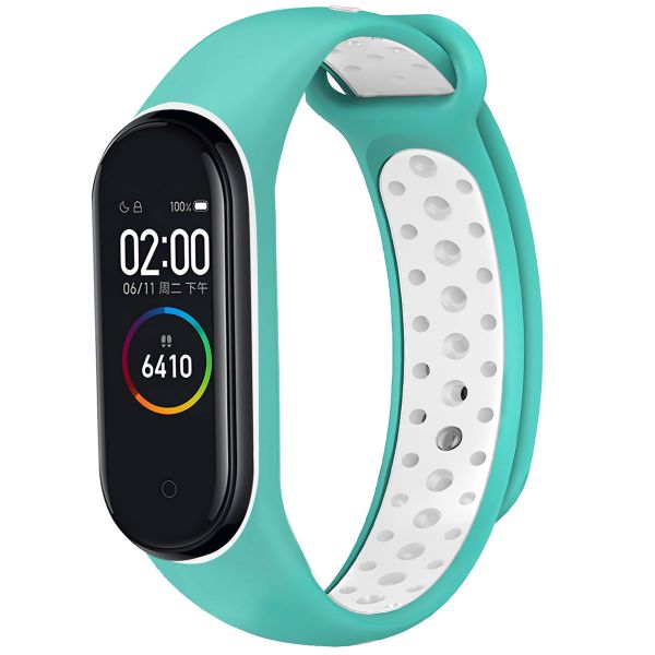 imoshion Bracelet sportif en silicone Xiaomi Mi Band 3 / 4 - Menthe verte / Blanc