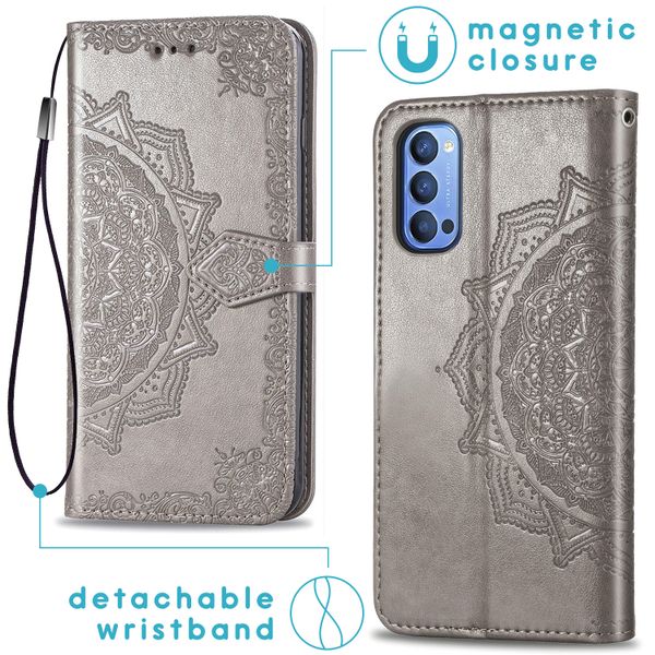 imoshion Etui de téléphone portefeuille Mandala Oppo Reno4 5G - Gris