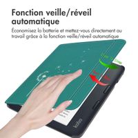 imoshion Design Slim Hard Sleepcover avec support Kobo Libra 2 / Tolino Vision 6 - Green Dandelion