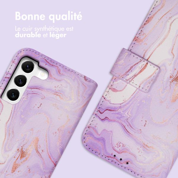 imoshion ﻿Étui de téléphone portefeuille Design Samsung Galaxy S22 - Purple Marble