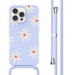 imoshion Coque design en silicone avec cordon Apple iPhone 15 Pro Max - Lila Flower Distance
