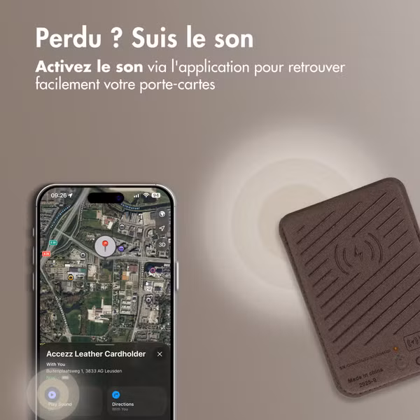 Accezz Porte-cartes en cuir magnétique - Compatible avec Apple Find My - Coffee Brown