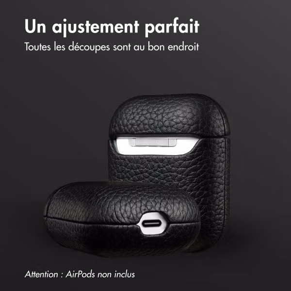 Accezz Coque en Cuir véritable Apple AirPods 1 / 2 - Noir