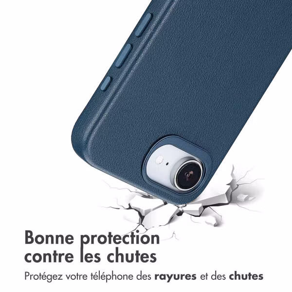 Accezz Coque arrière en cuir avec MagSafe Apple iPhone 16e - Nightfall Blue
