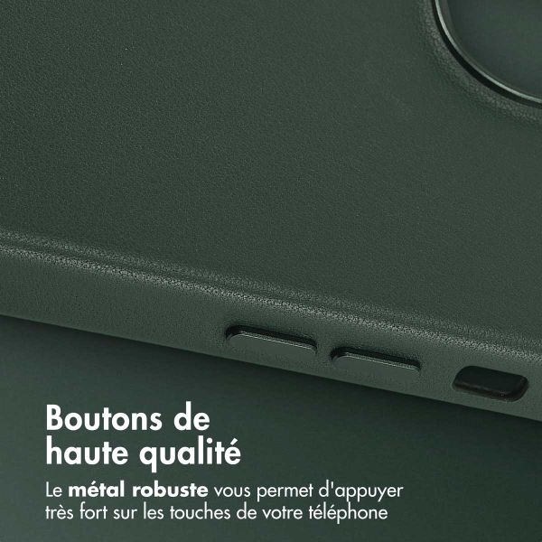 Accezz Coque arrière en cuir avec MagSafe Apple iPhone 14 - Cedar Green