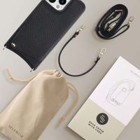 Selencia Coque arrière avec cordon et porte-cartes Nova iPhone 15 Pro Max - Noir