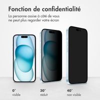 Accezz Protection d'écran en verre trempé Privacy iPhone 14 Pro Max / 15 Plus / 16 Plus