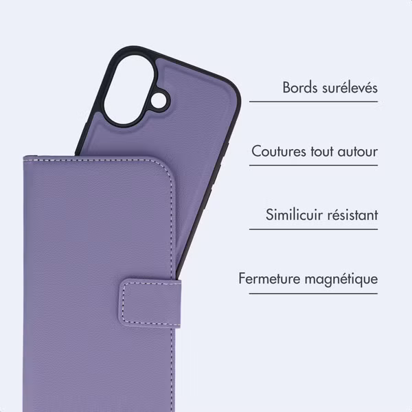 imoshion Étui portefeuille luxe 2-en-1 amovible Apple iPhone 16 - Violet