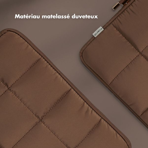 Selencia Pochette ordinateur Puffy 15-16 pouces - Mocha Brown